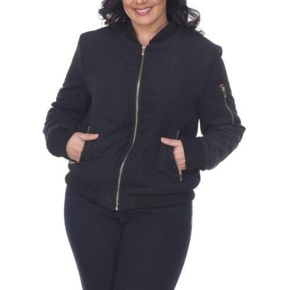 plus size black bomber jacket